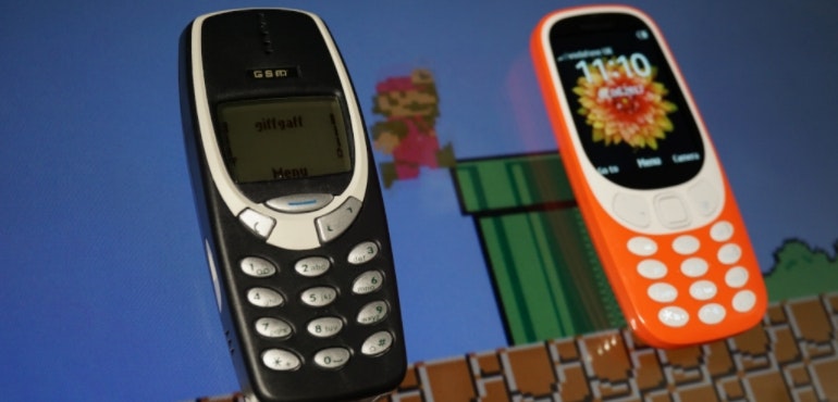 Nokia 3310 old and new Super Mario hero size